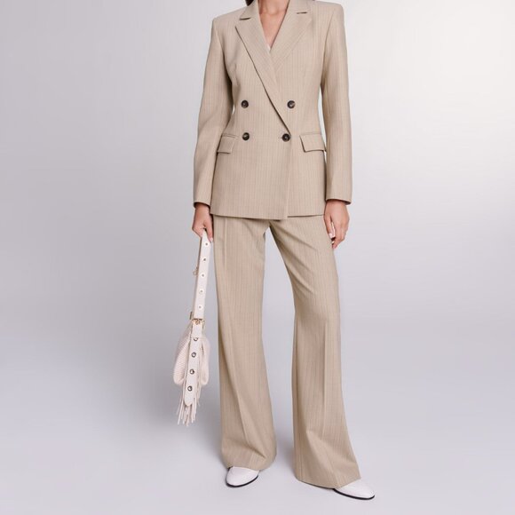 Maje Striped Suit Jacket and Pants - Picture 1 of 16